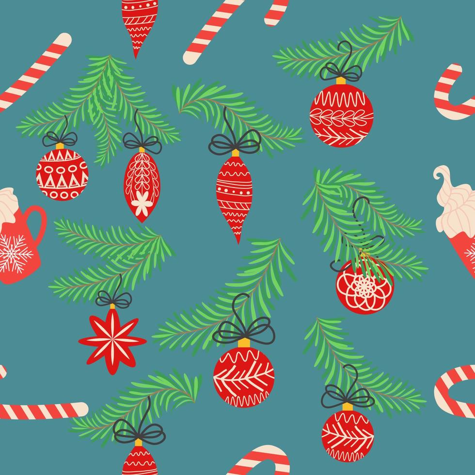 Seamless christmas pattern with fir branches. Spruce background vector