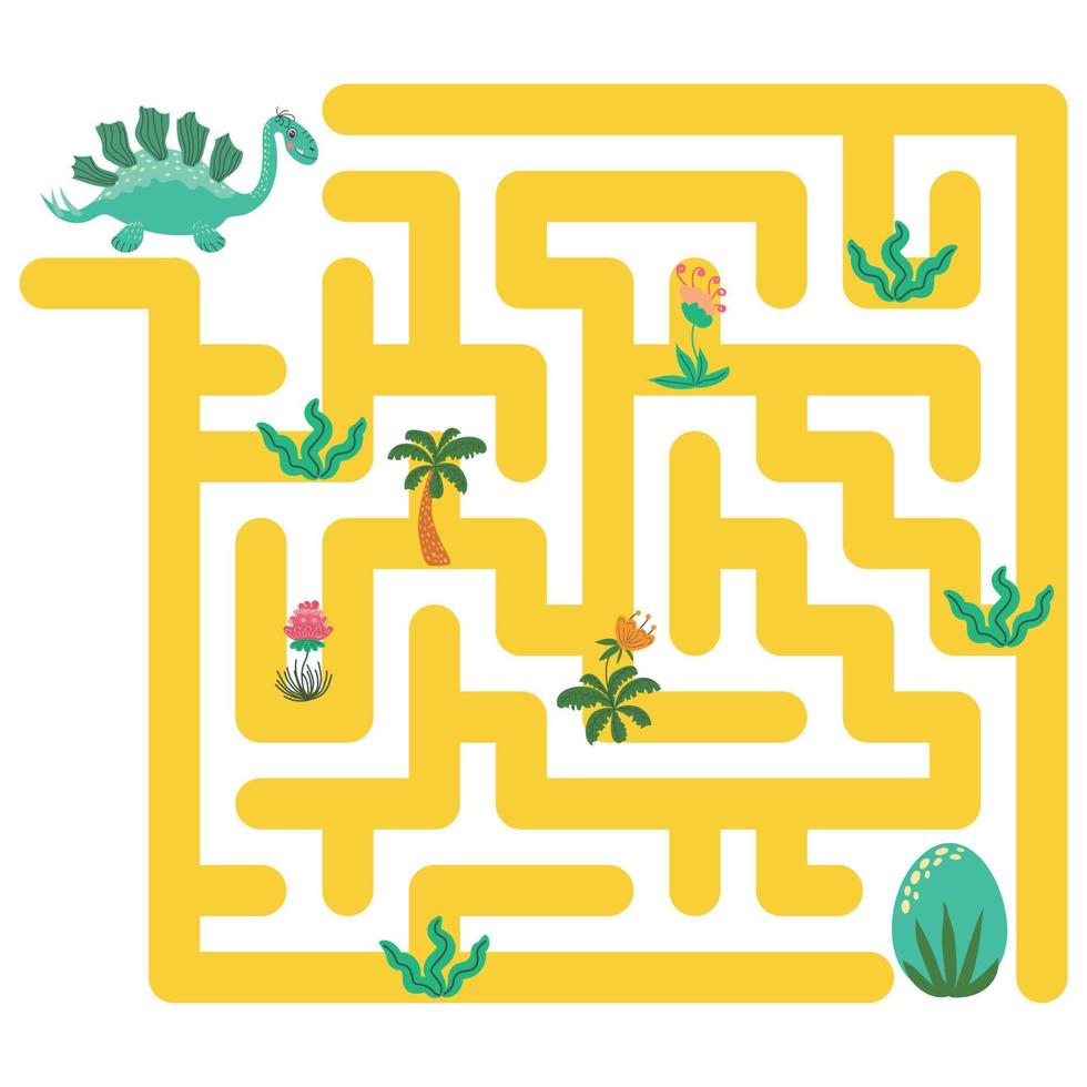 Help dinosaur find path to nest. Labyrinth. Maze game for kids vector