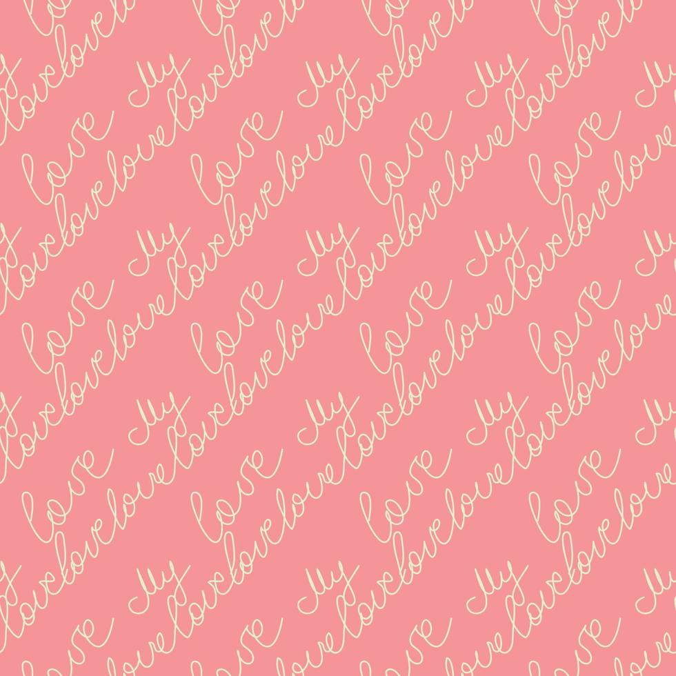 Love text Seamless pattern. Text backgrounds applicable in printing, textiles, art objects, clothing, wallpaper vector
