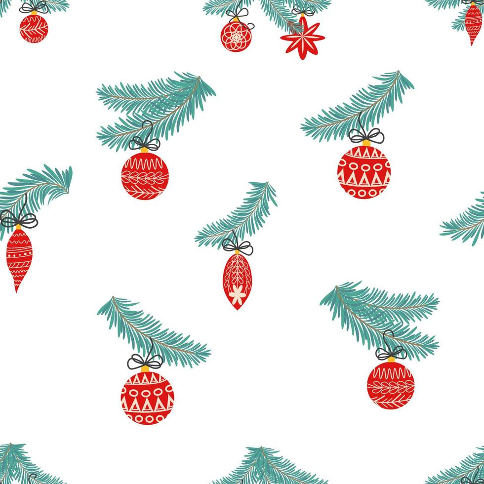 Seamless christmas pattern with fir branches. Spruce background vector