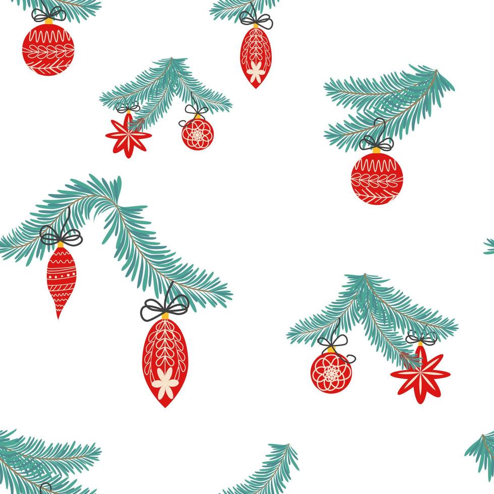 Seamless christmas pattern with fir branches. Spruce background vector