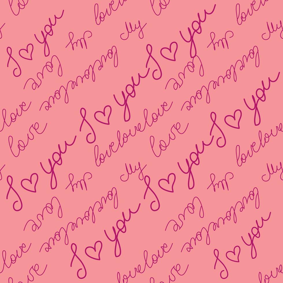 Love text Seamless pattern. Text backgrounds applicable in printing, textiles, art objects, clothing, wallpaper vector