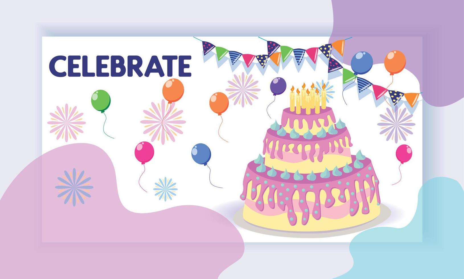 Concept of landing page with birthday celebrations theme. Birthday party celebration vector