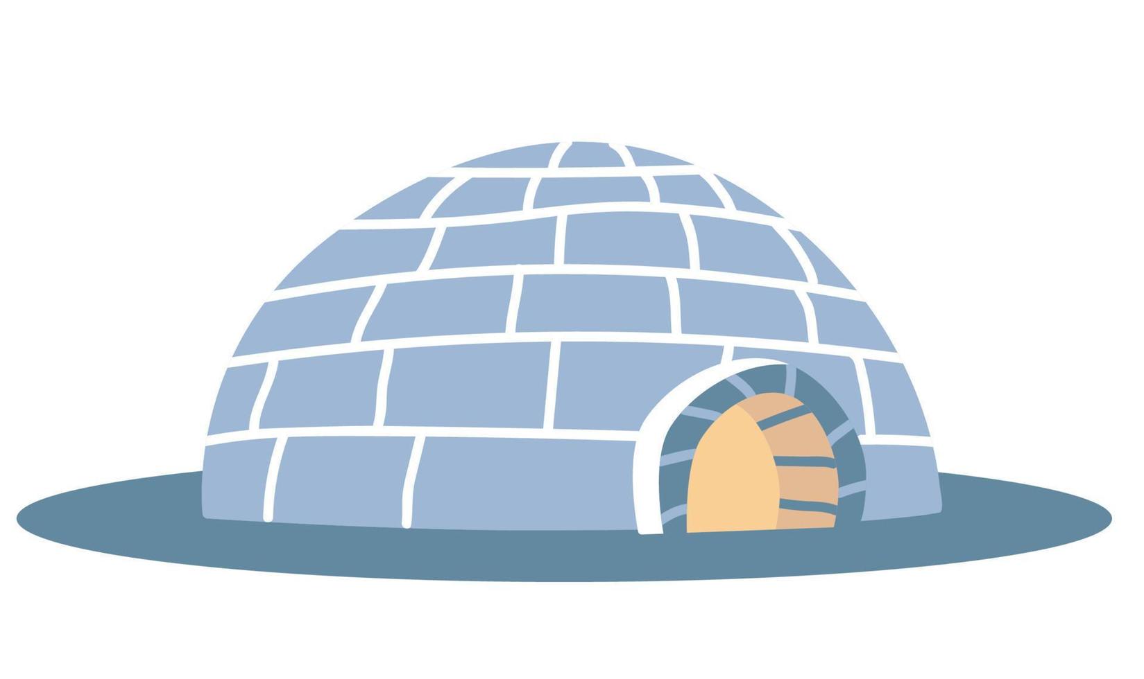 Igloo, icy cold house, winter built from ice blocks Illustration. vector