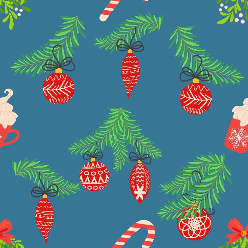 Seamless christmas pattern with fir branches. Spruce background vector