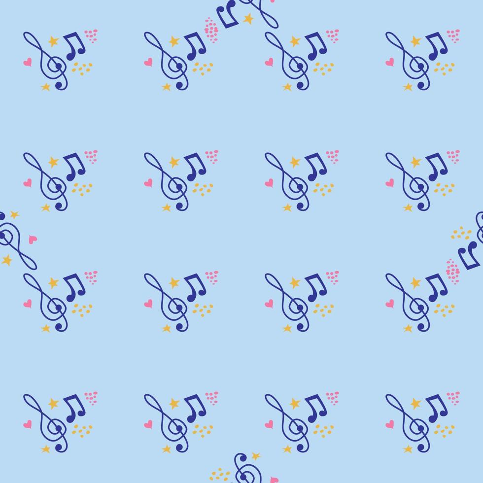 Cartoon hand drawn musical seamless pattern. Lots of symbols, objects and elements. vector