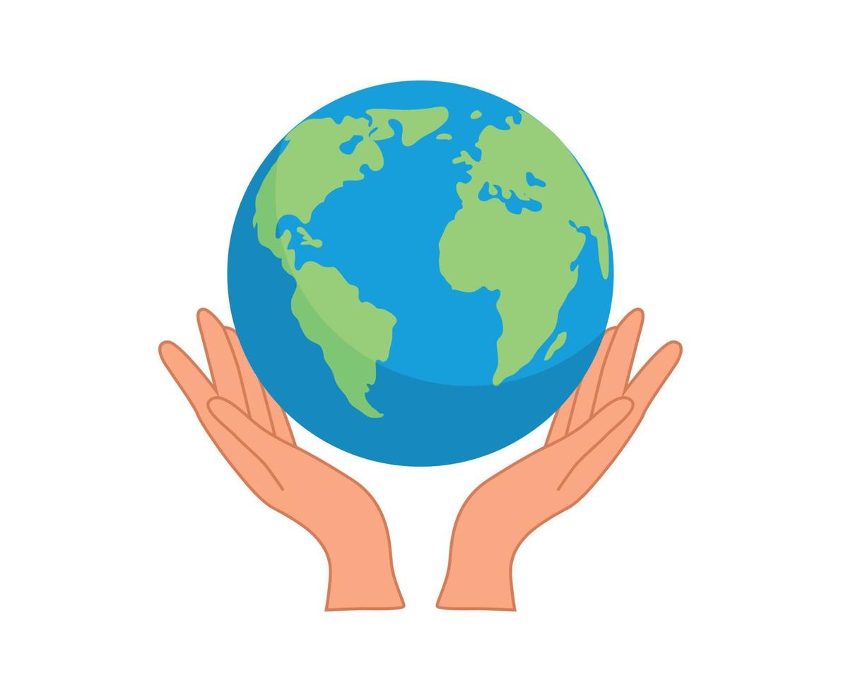 hands close the planet from pollution, save the planet, a small process of a plant, Earth Day concept vector