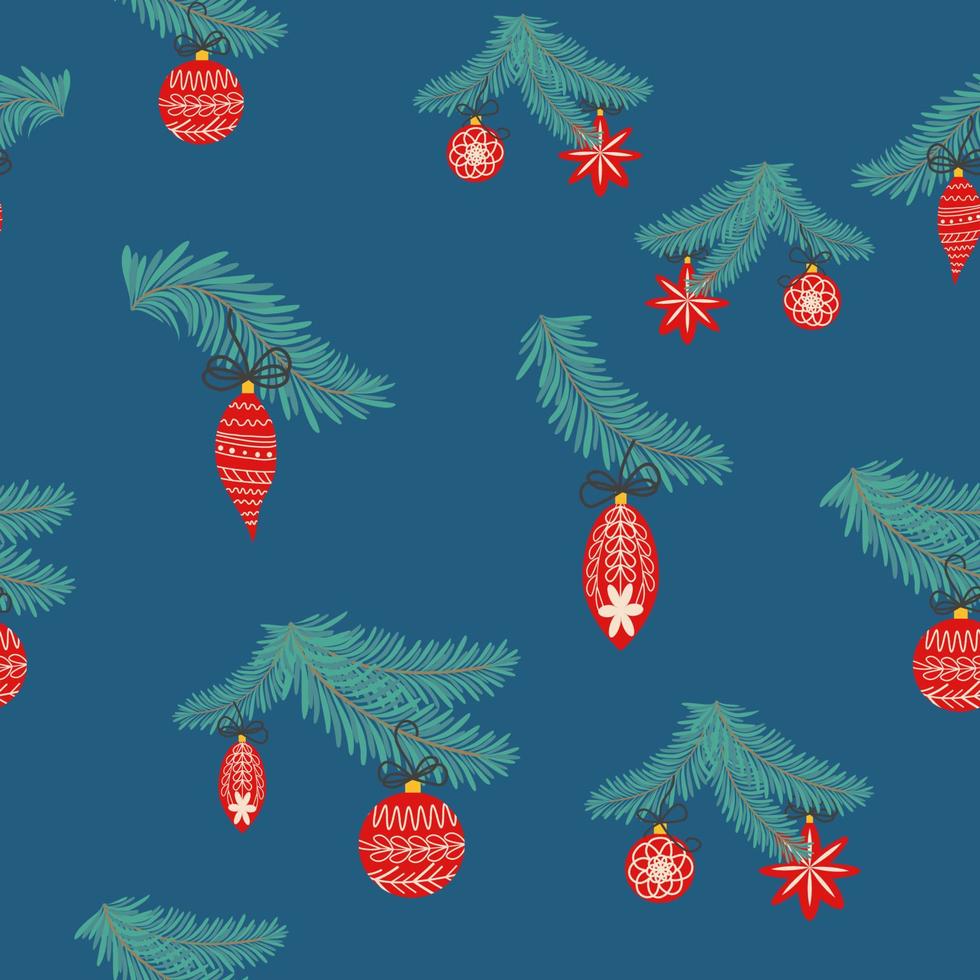 Seamless christmas pattern with fir branches. Spruce background vector