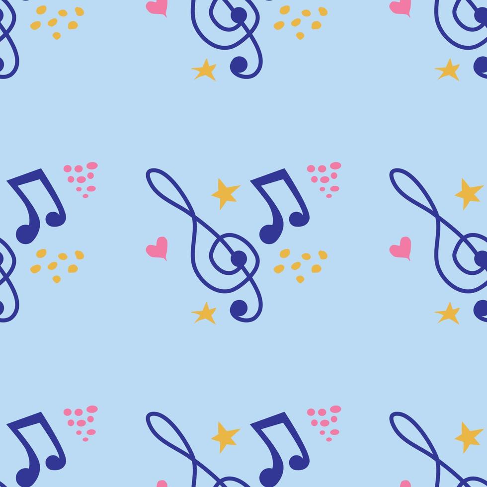 Cartoon hand drawn musical seamless pattern. Lots of symbols, objects and elements. vector