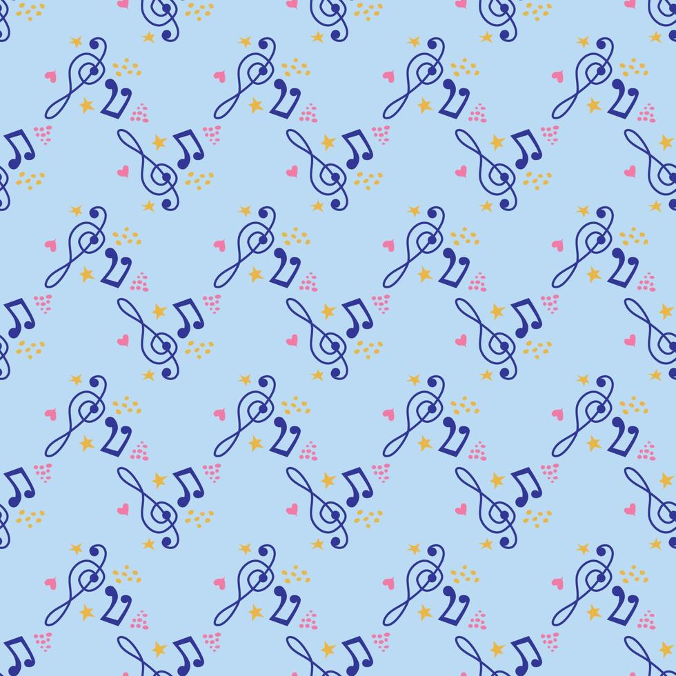 Cartoon hand drawn musical seamless pattern. Lots of symbols, objects and elements. vector