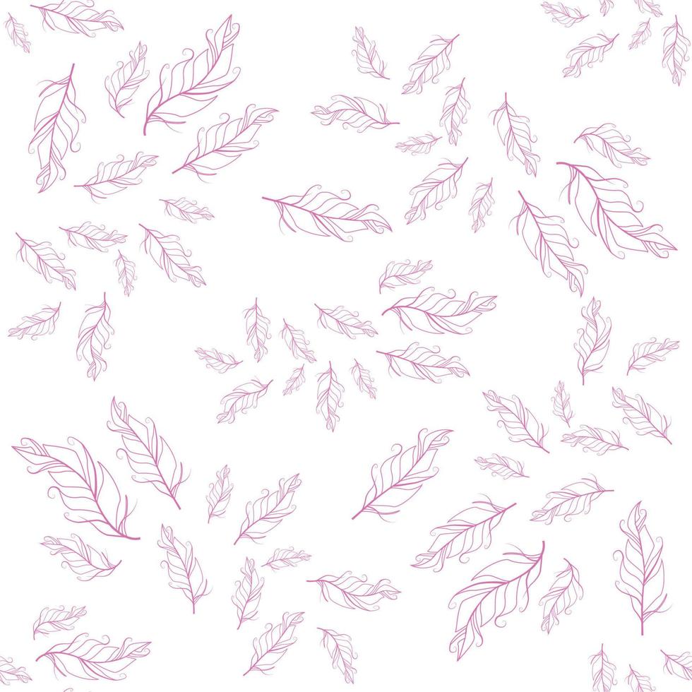 Pastel-colored seamless feather pattern. Seamless background with feathers of bird. vector