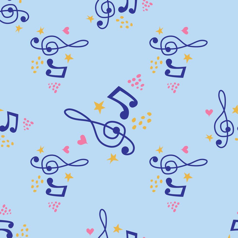 Abstract music notes seamless pattern background. musical illustration melody decoration vector