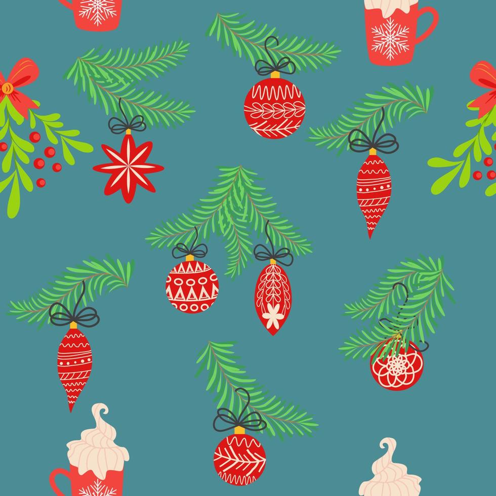 Seamless christmas pattern with fir branches. Spruce background vector