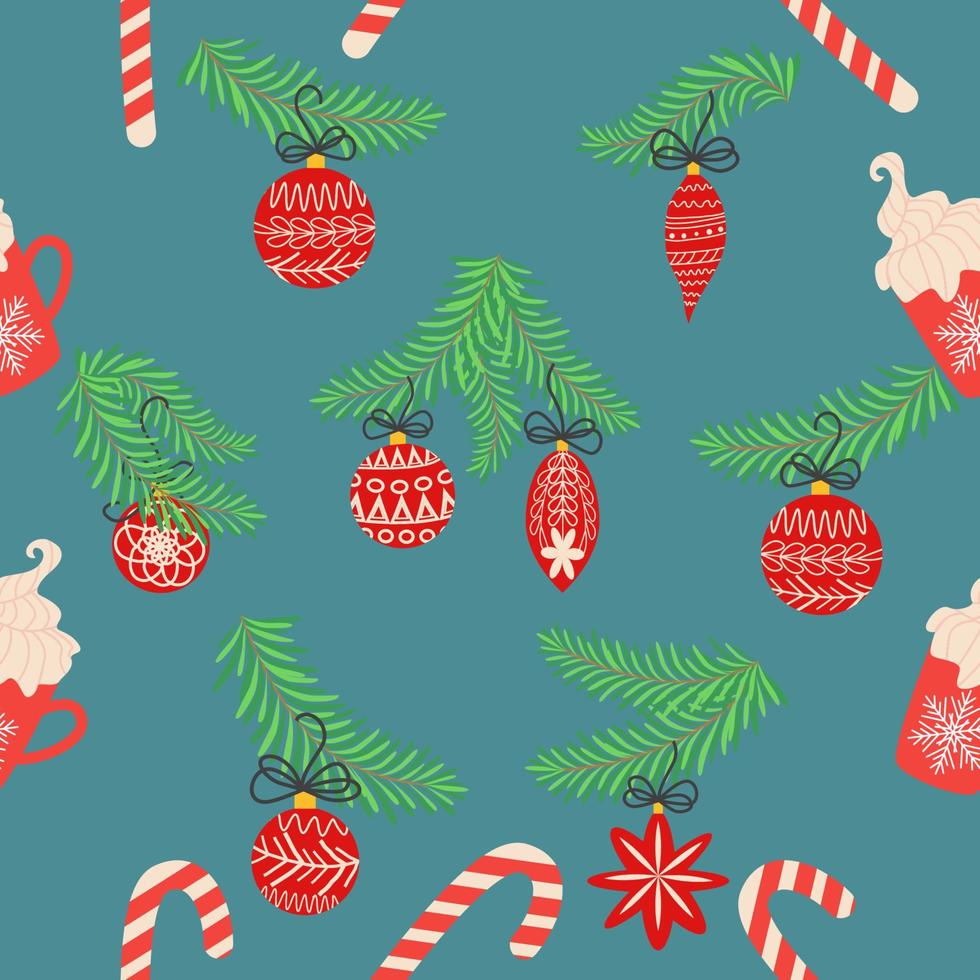 Seamless christmas pattern with fir branches. Spruce background vector