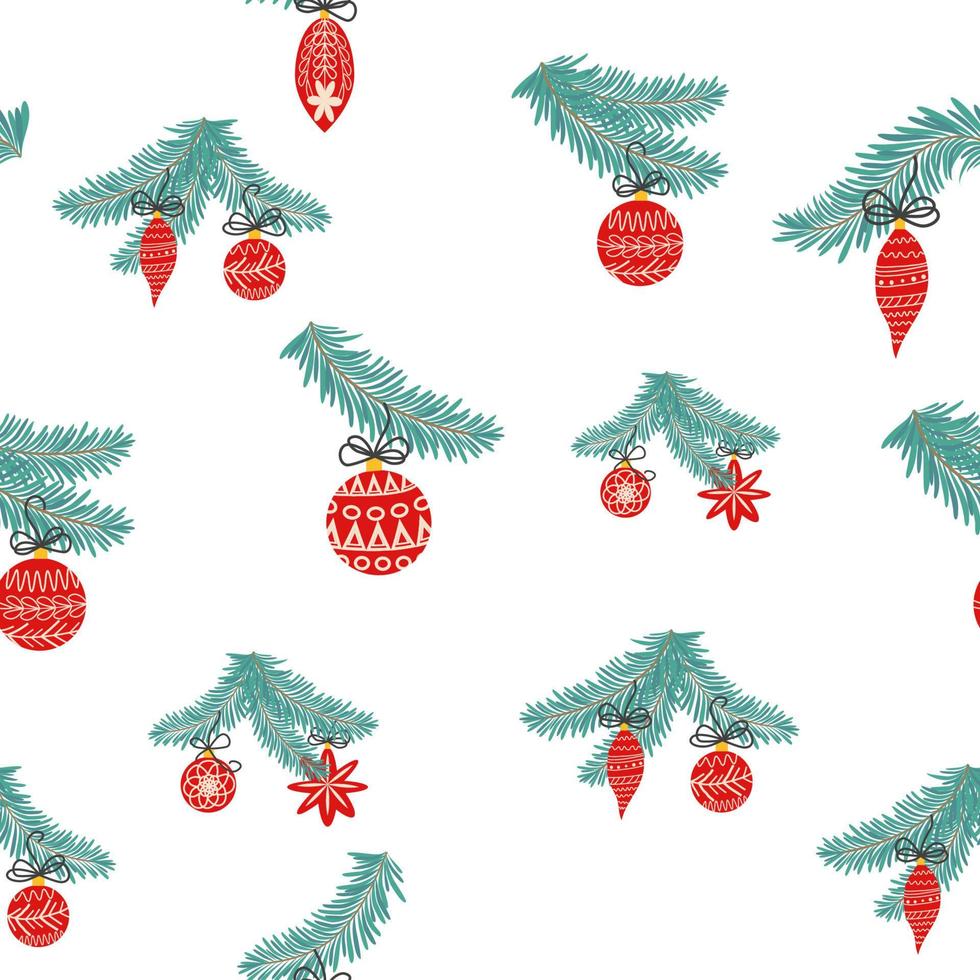 Seamless christmas pattern with fir branches. Spruce background vector