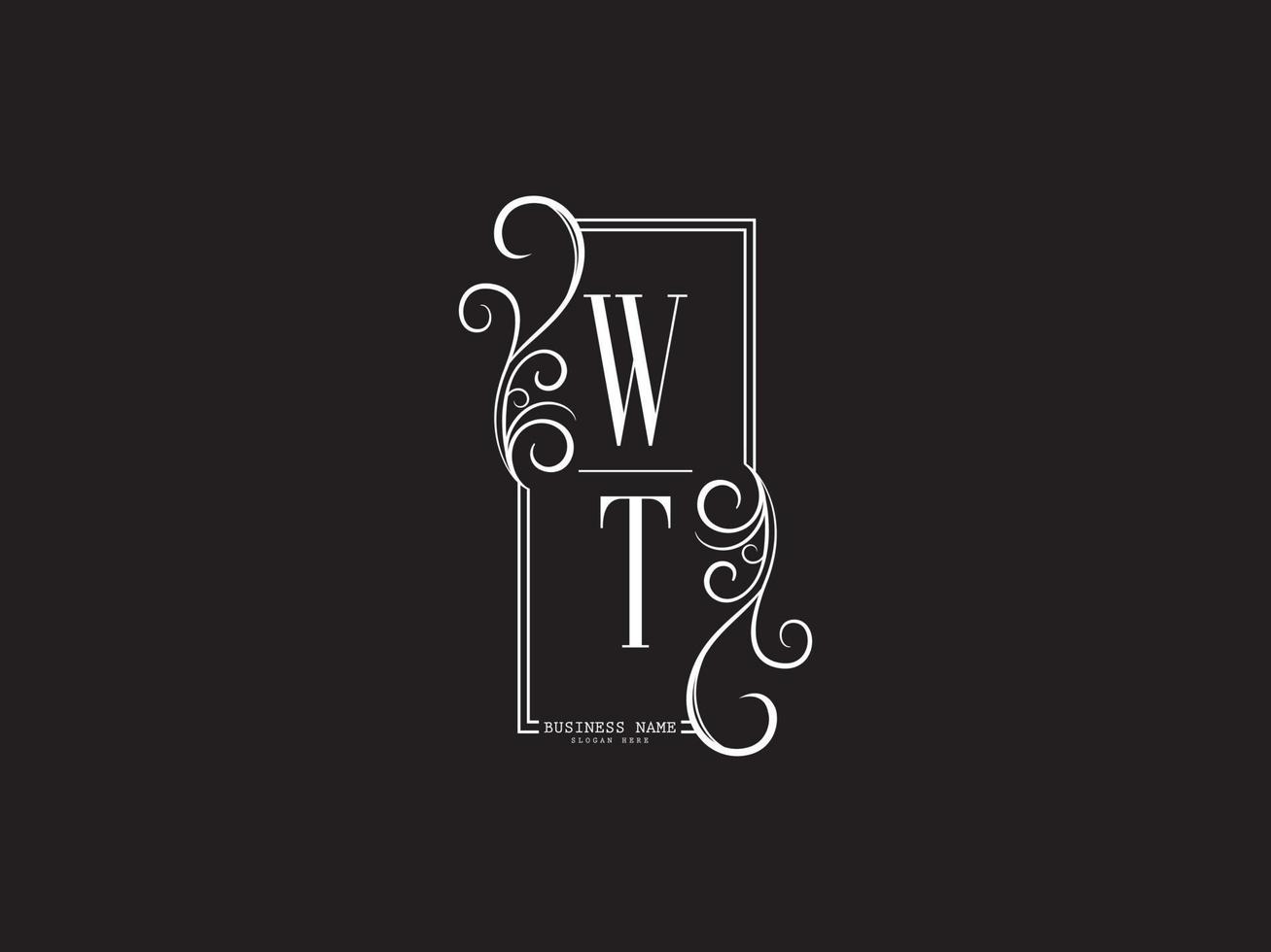 Minimalist WT Logo Icon, New Wt Luxury Logo Icon Design vector