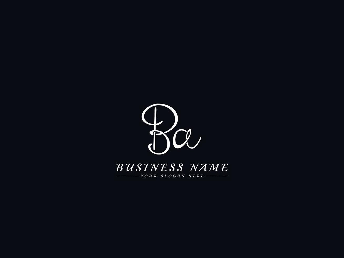 Initial Ba b a Signature Logo, Signature Ba Logo Letter Vector