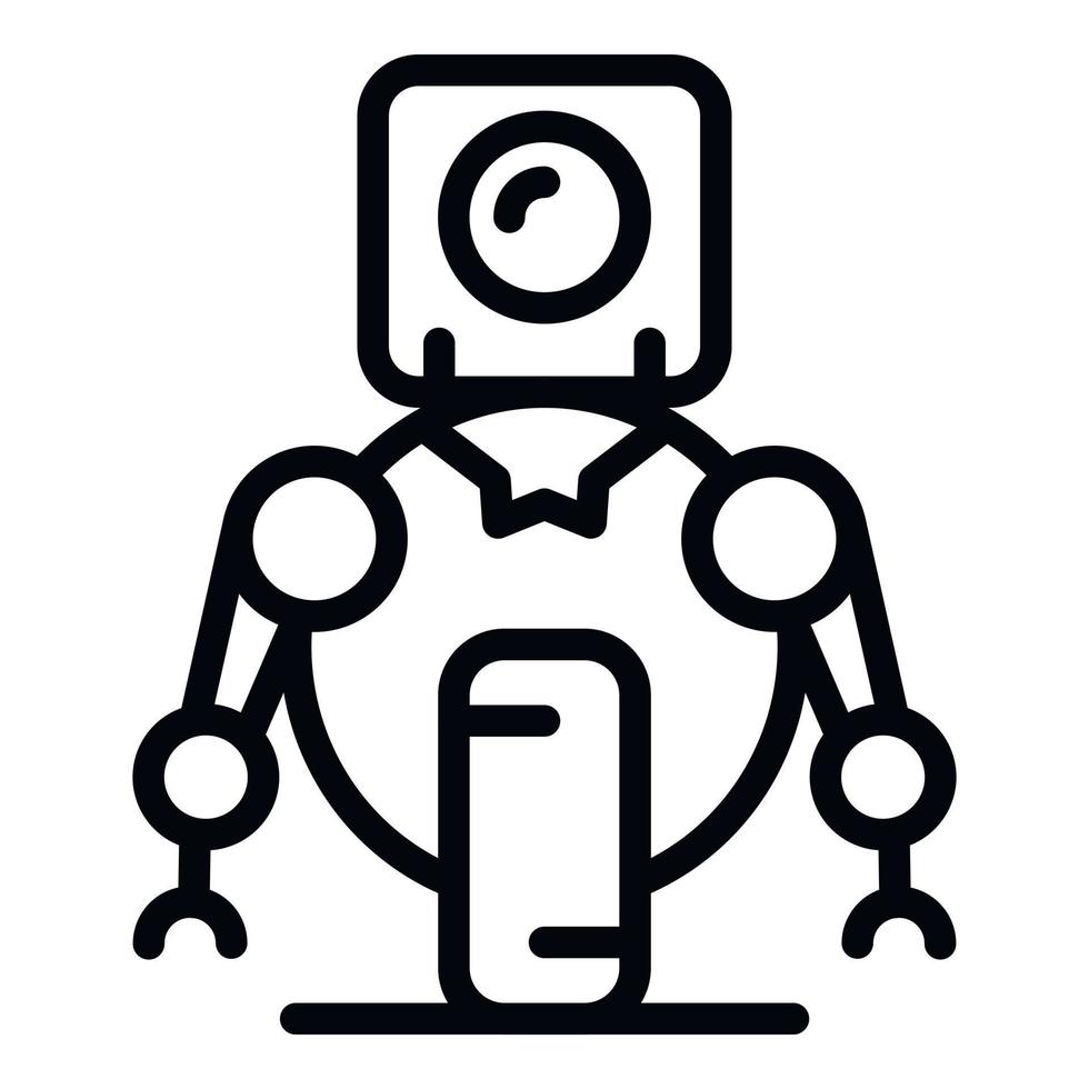 One wheel robot icon, outline style vector