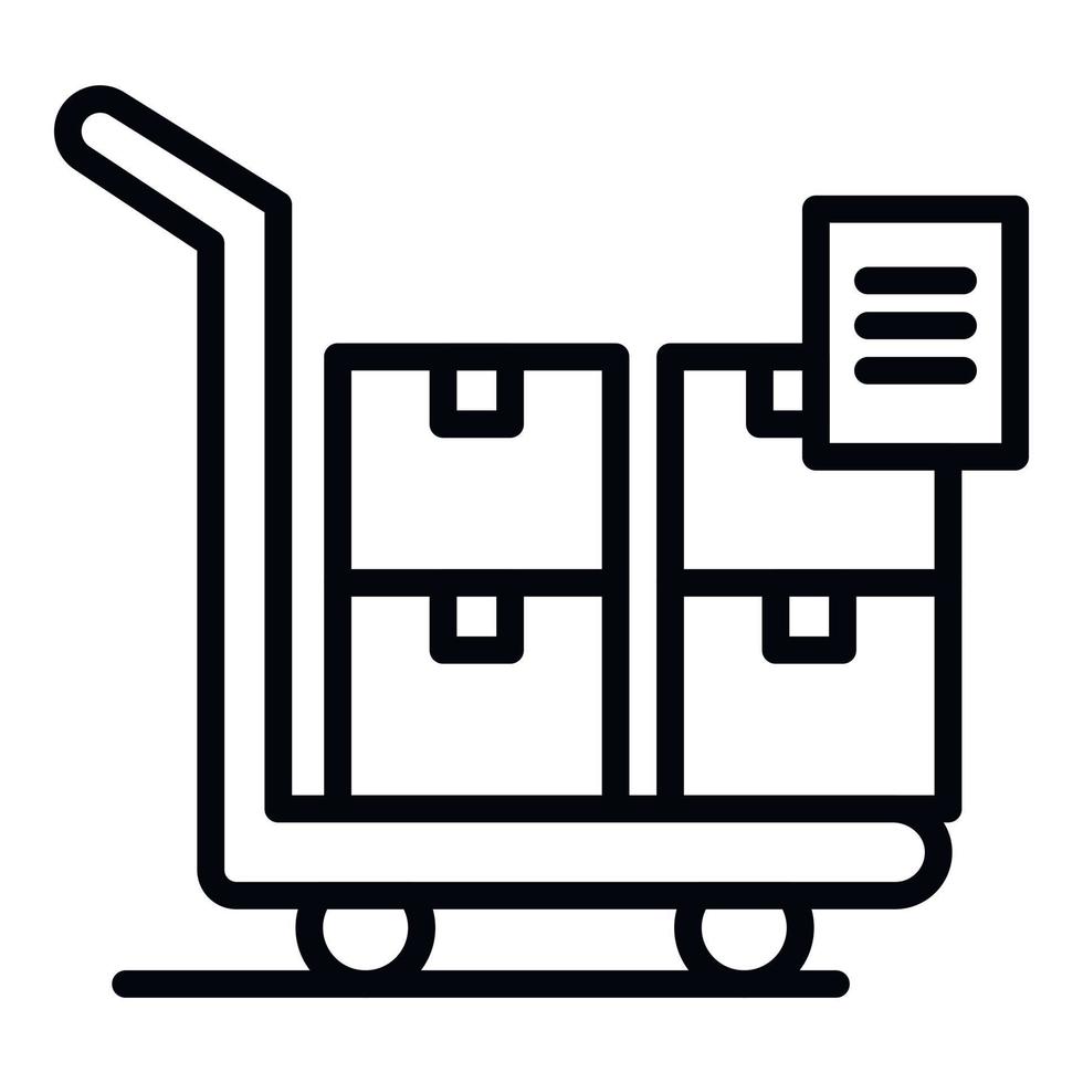 Boxes on cart icon, outline style vector