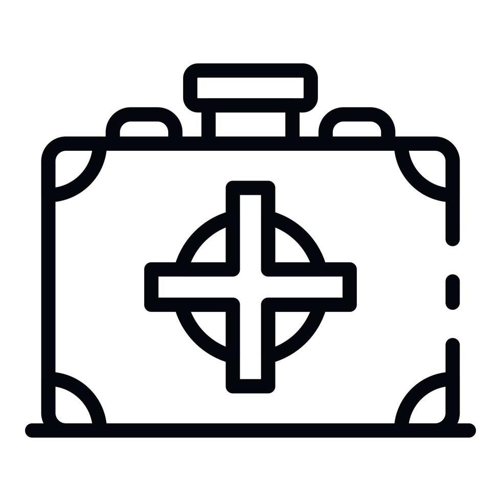 First aid kit icon, outline style vector