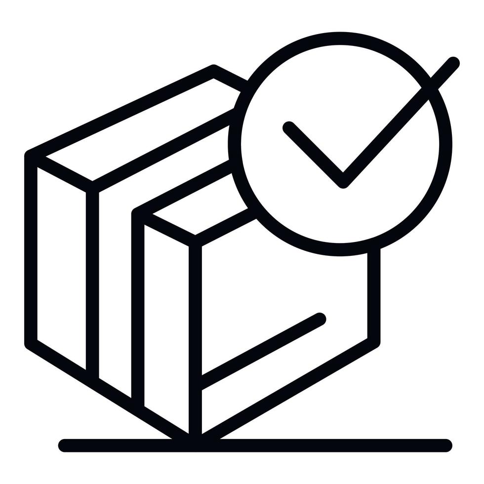 Checked carton box icon, outline style vector