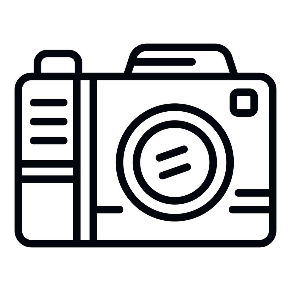 icono de cámara fotográfica, estilo de contorno vector