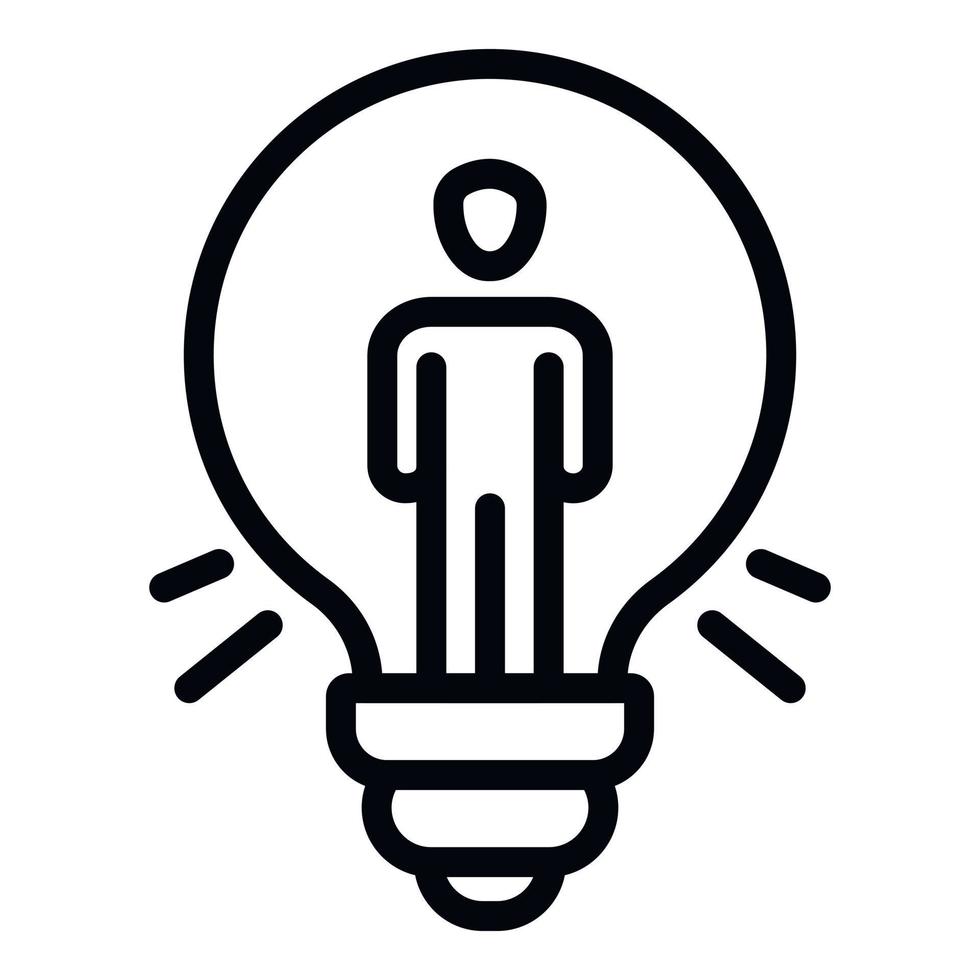 Man bulb idea icon, outline style vector