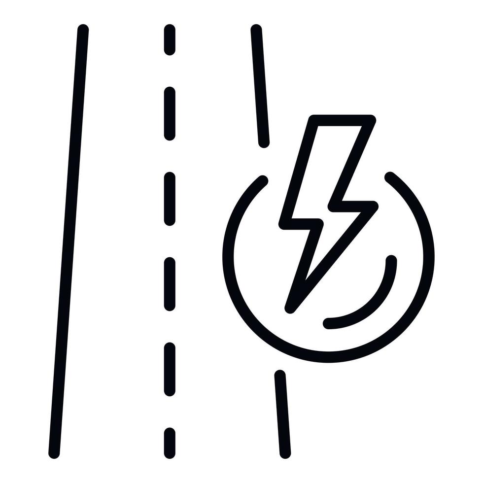 Road and lightning icon, outline style vector
