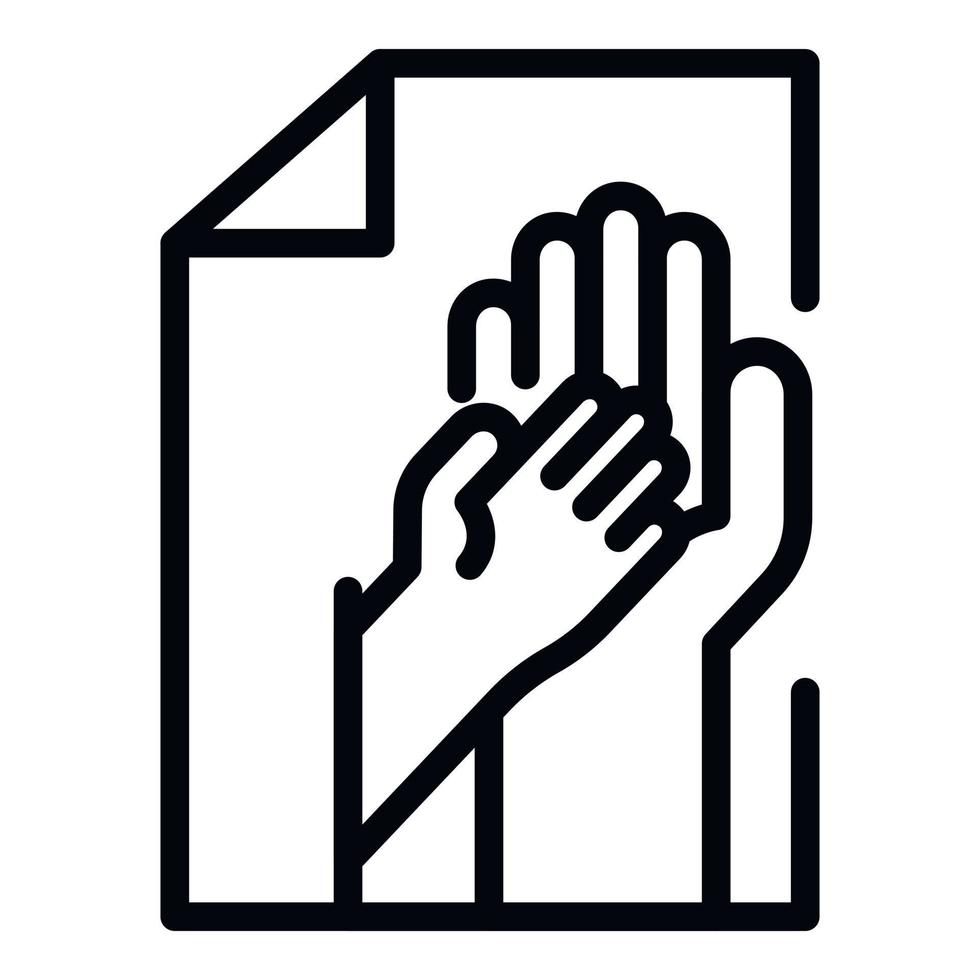 Hand of an adult and a child icon, outline style vector