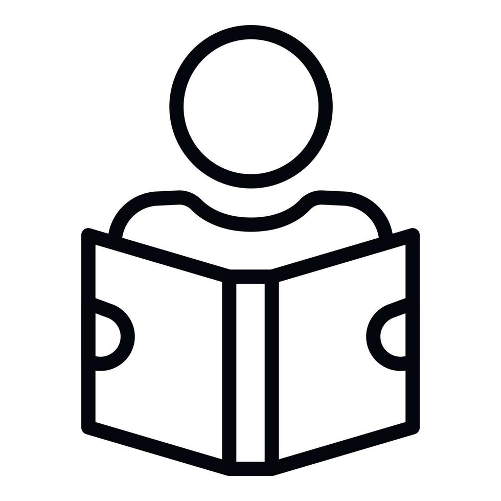 Man reading book icon, outline style vector