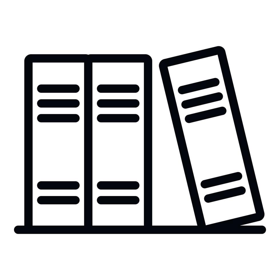 Books on shelf icon, outline style vector