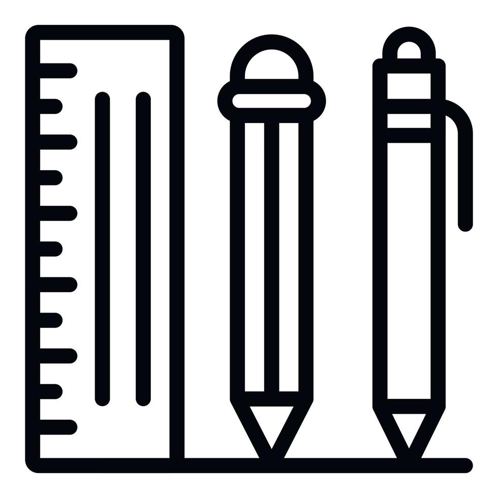 Ruler pen pencil icon, outline style vector