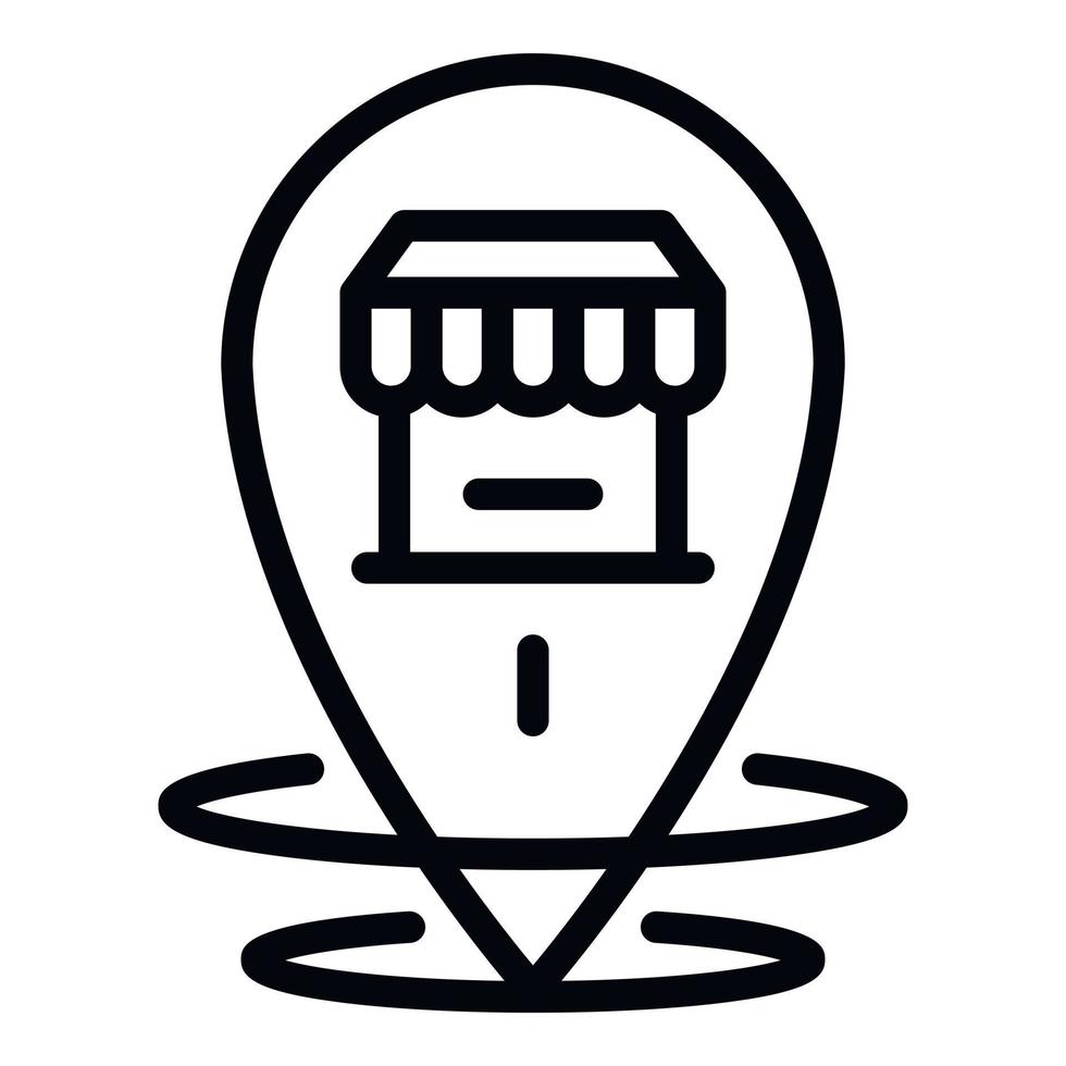 icono de ubicación de pin de tienda, estilo de contorno vector