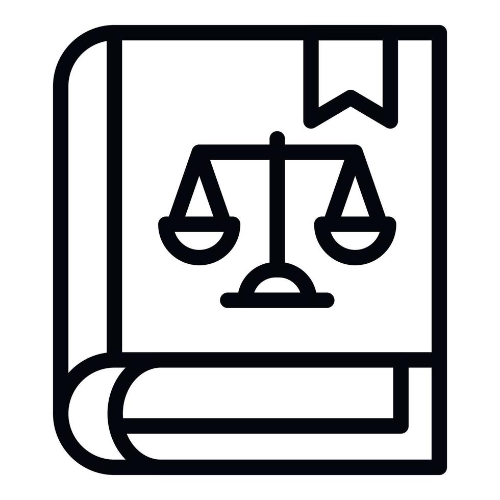 Justice book icon, outline style vector