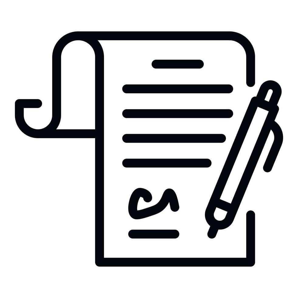 Justice signature paper icon, outline style vector