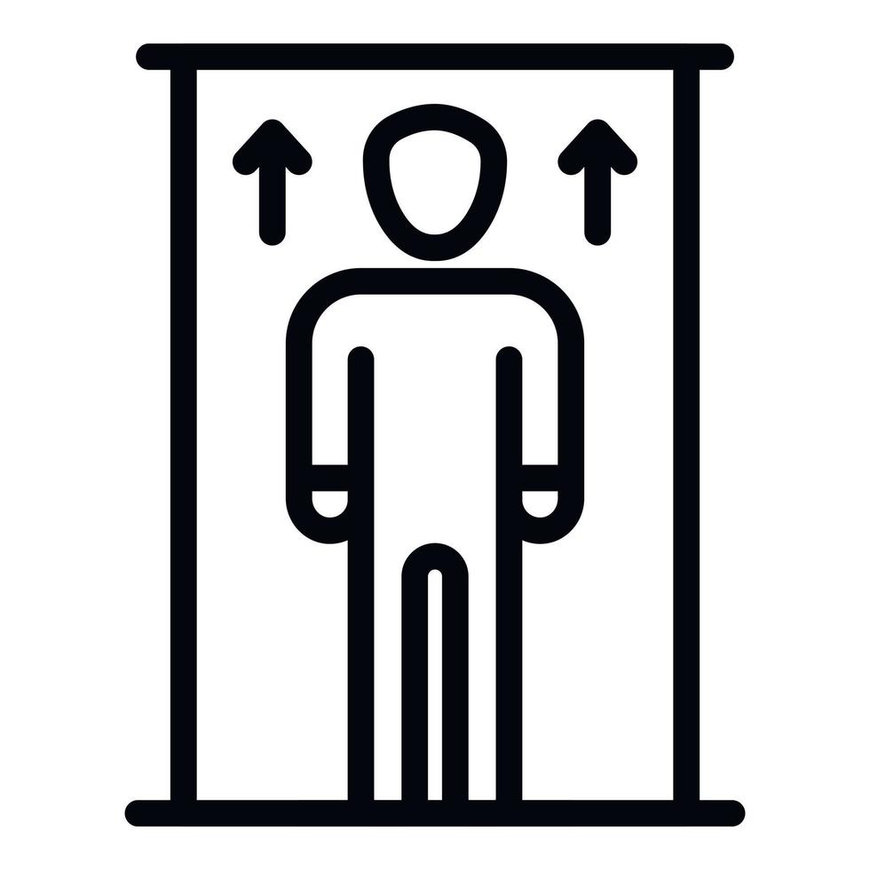 Man in elevator up arrows icon, outline style vector