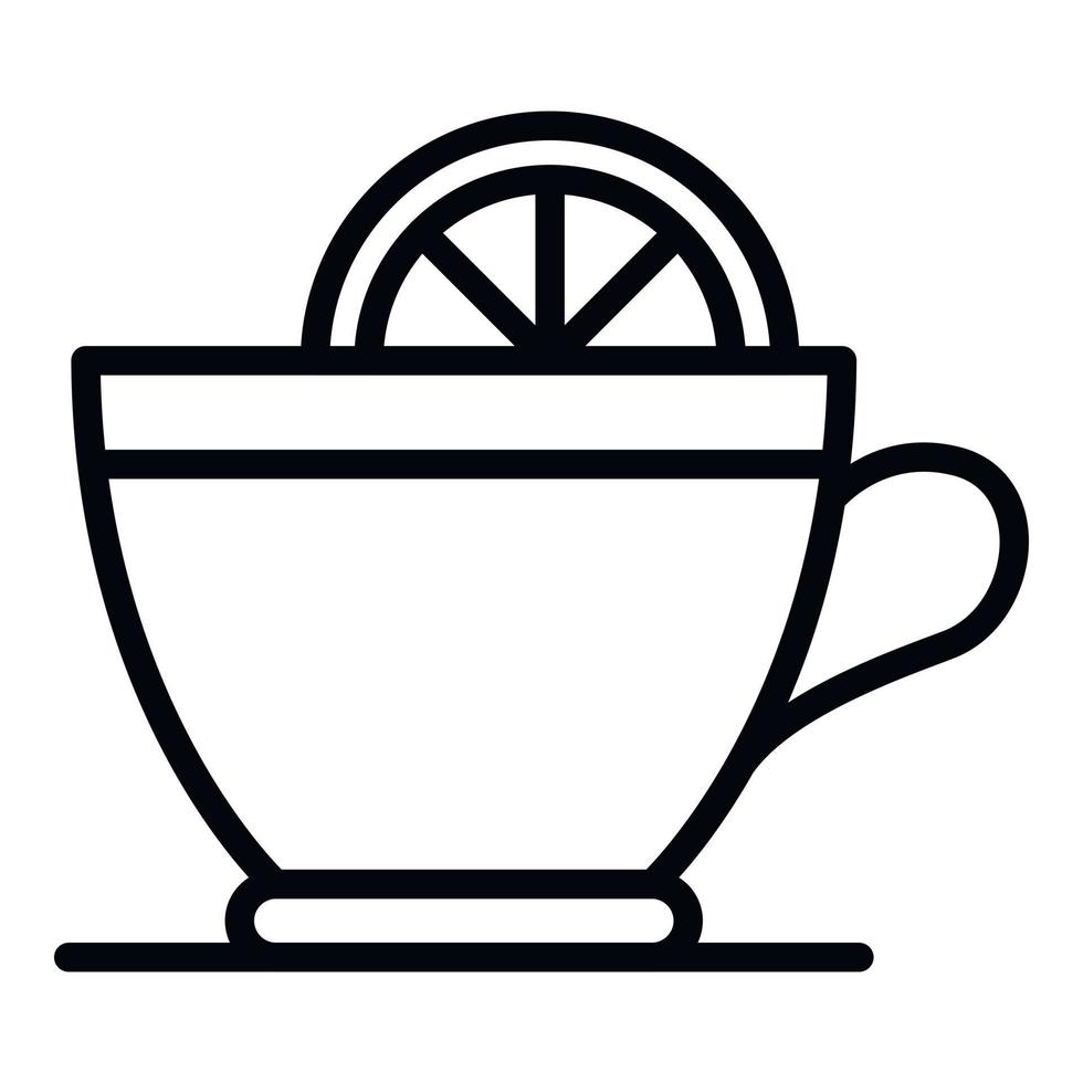 Hot tea lemon cup icon, outline style vector