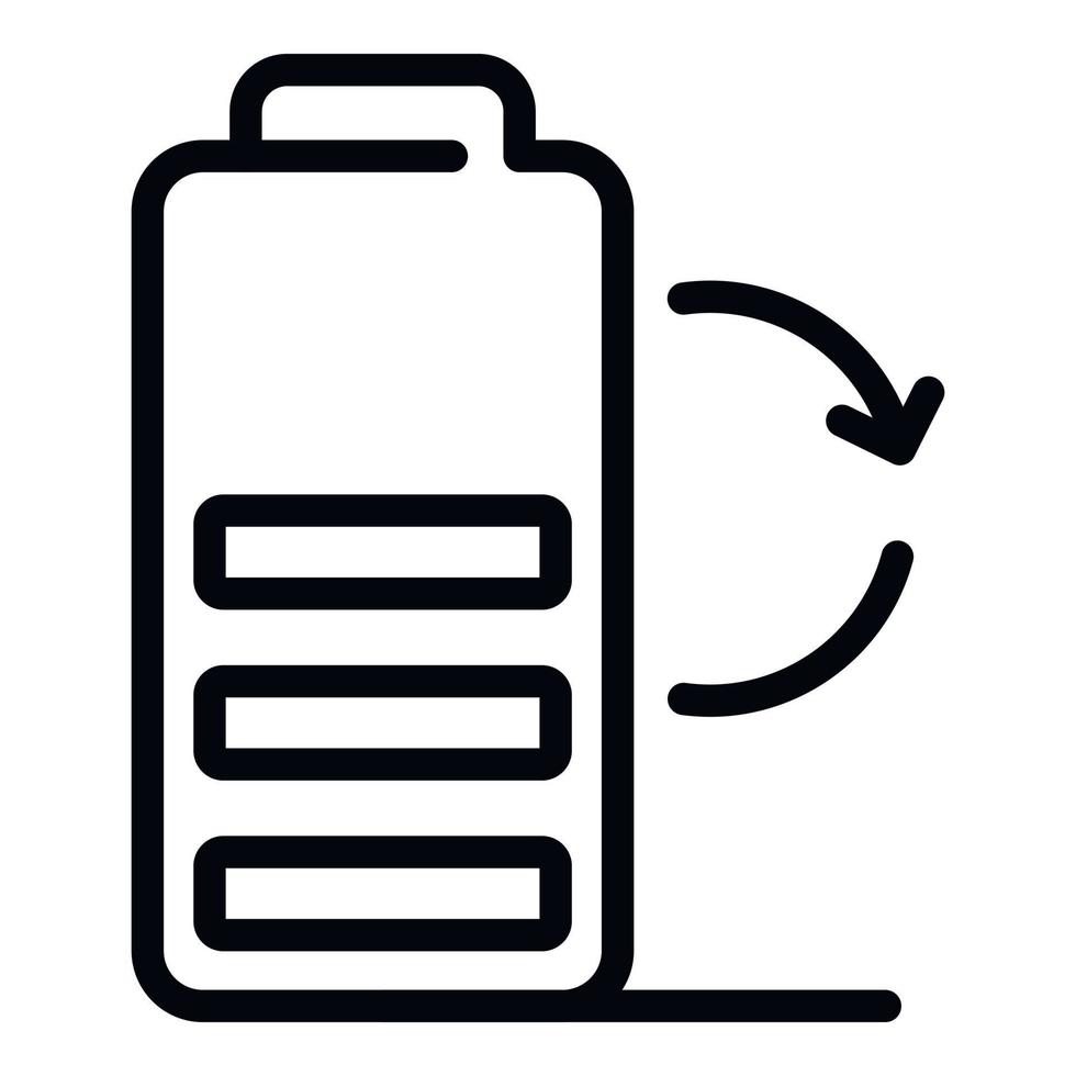 icono de batería de reciclaje, estilo de esquema vector