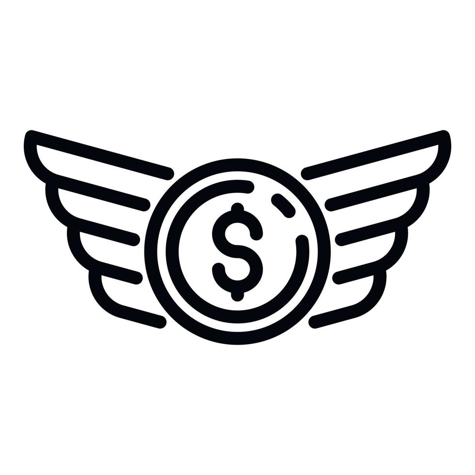 Money wings startup icon, outline style vector