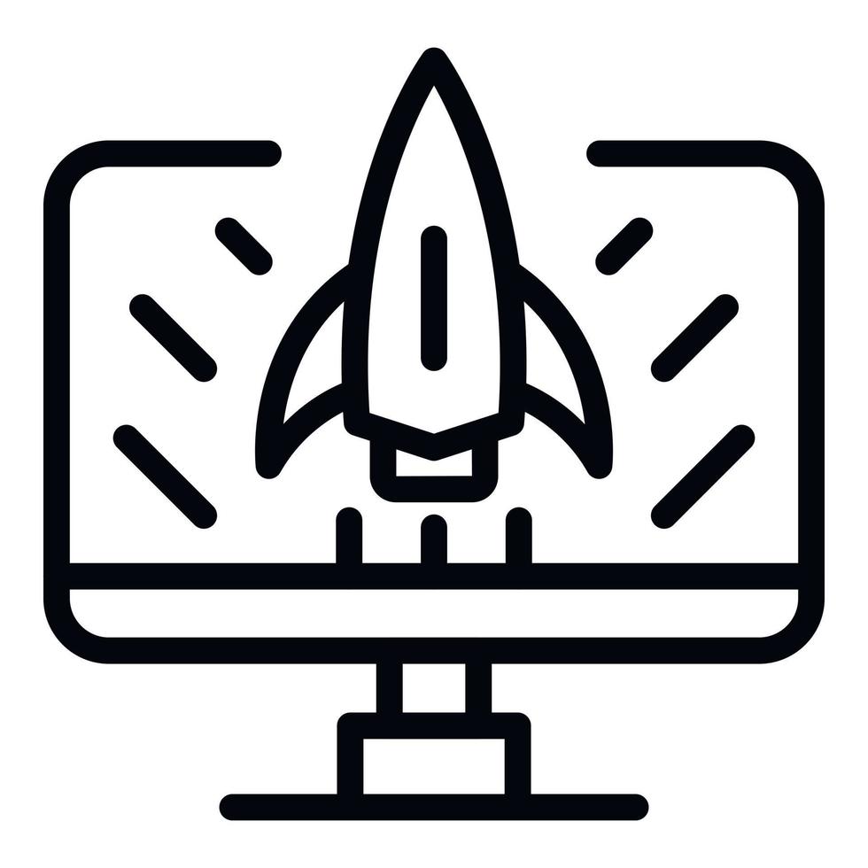 Rocket startup monitor icon, outline style vector