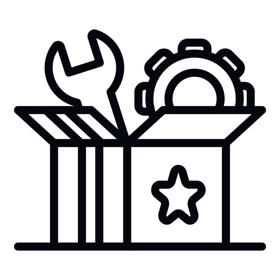 icono de caja de cartón de inicio, estilo de esquema vector