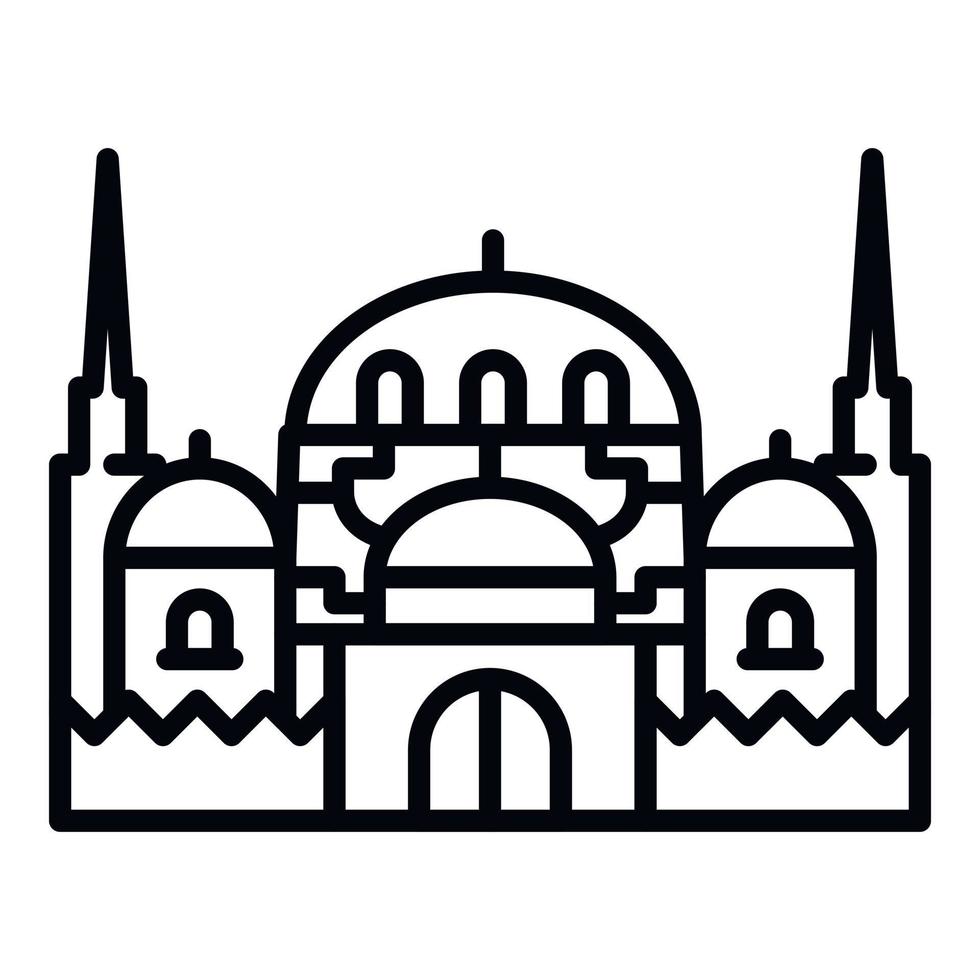 icono del templo islámico, estilo de esquema vector