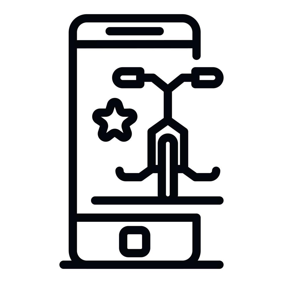 Bike rent phone icon, outline style vector