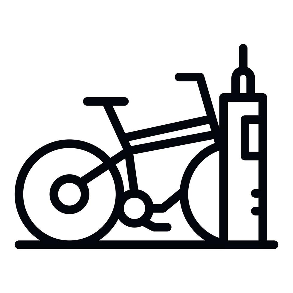 icono de puesto de alquiler de bicicletas, estilo de contorno vector