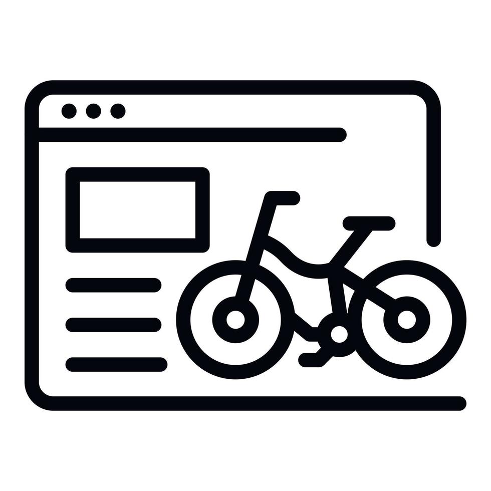 icono de alquiler de bicicletas web en línea, estilo de contorno vector
