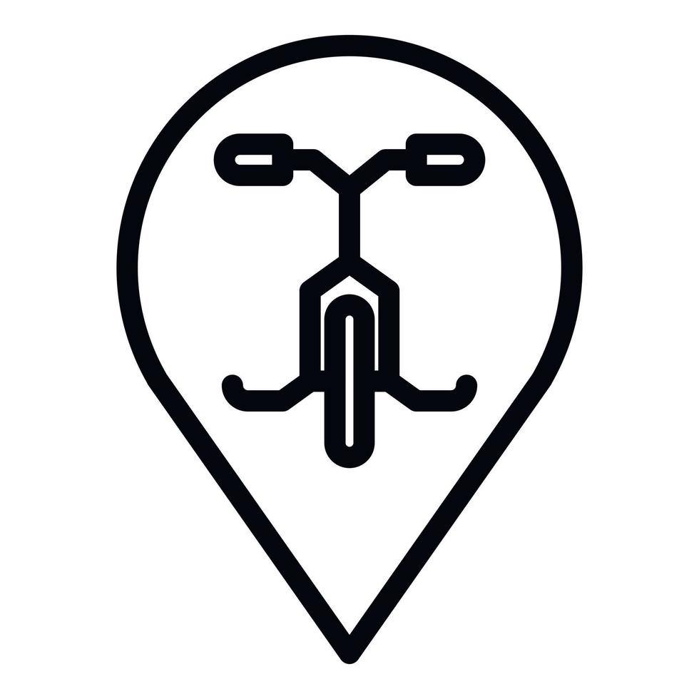 Bike rent location icon, outline style vector