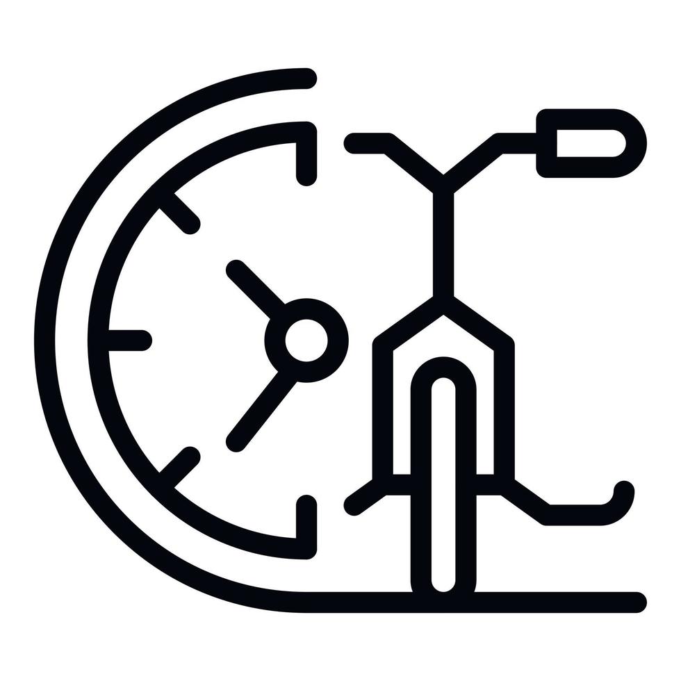 icono de tiempo de alquiler de bicicletas, estilo de contorno vector