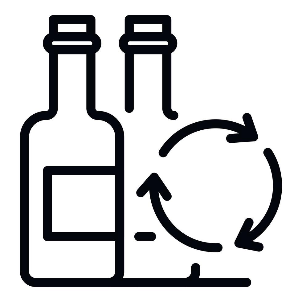 icono de botellas de reciclaje, estilo de esquema vector