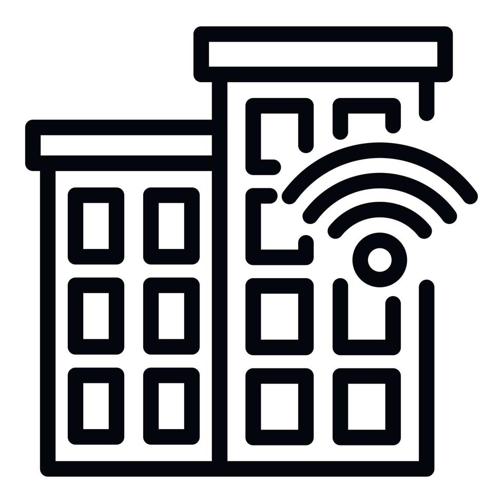 Autonomous house icon, outline style vector