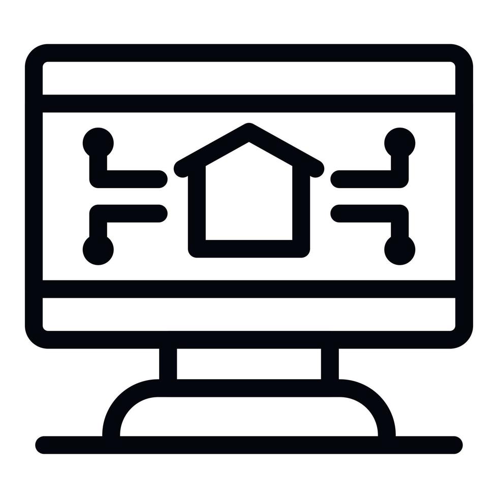 Monitor smart home icon, outline style vector